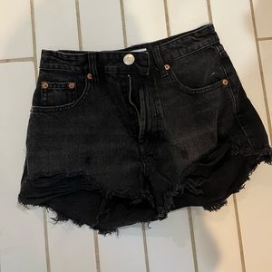 Zara high waisted black jean shorts